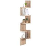 IDMarket – Étagère murale d'angle ISA 5 niveaux façon hêtre