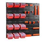 Étagère murale d'atelier Support d'outils Boîtes empilables panneaux muraux avec boîtes Étagère de tri 12 pcs. Box avec couvercle Étagère murale 80 x 80 cm Porte-outils Étagère à bacs Bacs à bec Systè