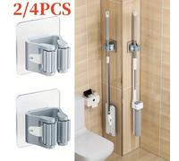 Étagère murale de rangement pour la maison, support de douche pour salle de bain, crochet sans trace, organisateur de balais, support de balai étanche 2pcs-Grey