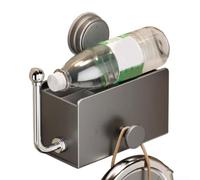 Étagère murale de salle de bain sans perçage en acier carbone pour savon et shampooing Gris 16 x 10 x 8 cm