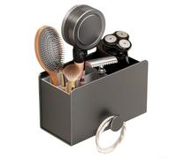 Étagère murale de salle de bain sans perçage en acier carbone pour savon et shampooing Gris 16 x 10 x 8 cm