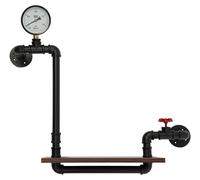 Étagère murale de style industriel - Étagère tubulaire en acier et bois - Look vintage « vanne de compteur d'eau » - Supporte de lourdes charges - 1 tablette