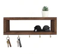 Étagère murale décorative suspendue - Organisateur à la mode pour lunettes, ceintures, écharpes et porte-clés/portefeuille - Étagère de rangement pour le hall d'entrée en bois de paulownia Noir - 1 pi