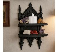 Étagère murale double couche gothique transfrontalière de style foncé pour décoration murale de style rétro personnalisé et scénario de rangement noir