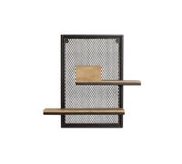 Etagère murale double en bois manguier massif et métal noir L40 cm RACK