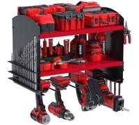 Étagère murale en acier pour outils électriques, de la marque Unyqoos®, avec 4 fentes, 2 étagères, supports latéraux, capacité de charge de 68 kg, incluant les instructions de montage