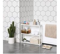 Etagère murale en bambou SONGMICS - Rangement salle de bain - 60 x 15 x 54 cm - Couleur Blanc