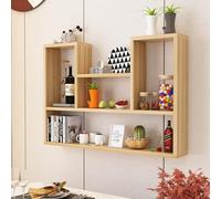 Étagère murale en bois à plusieurs niveaux pour objets de collection et bibelots,Étagère décorative pour ranger livres et autres articles de bureau,Vitrine suspendue pour salon.(Natural,100*15*60cm)