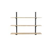 Étagère murale en bois brun, cadre métal noir, 3 plateaux réglables, placage bambou - Zuiver, Bundy - 115x22x90 cm