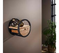 Étagère murale en bois et métal avec tiroir CERCLO