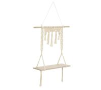 Étagère Murale en Bois Macramé 80cm Ivoire