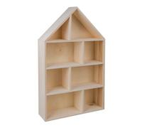 Rayher 6261100 étagère murale en bois forme maison 30 x 50 x 8 cm etagere de 8 compartiments à décorer etagere en bois à suspendre idéal pour créer des rangements personnalisés
