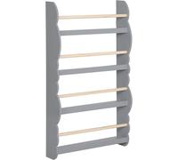 Étagère murale en bois pour livres pour enfants, avec 4 compartiments, de couleur grise, dimensions : 60 x 14,5 x 98 cm