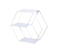 Étagère Murale en Fer Blanc Hexagonale de Rangement à Double Couche | Style Nordique Créatif, Installation Facile et Nettoyage Simple, pour Café, Balcon, Salon ou Chambre