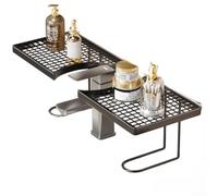 Étagère murale en fer pour salle de bain, installation sans trou, compatibilité lisse, dessus perforé pour réduire le risque d'emprisonnement d'humidité (50 cm, noir)
