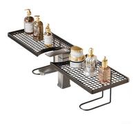 Étagère murale en fer pour salle de bain, installation sans trou, compatibilité lisse, dessus perforé pour réduire le risque d'emprisonnement d'humidité (50 cm, blanc)