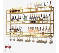 Étagère murale en métal à suspendre avec lumière LED pour bouteilles d'alcool, bar flottant