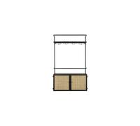 Etagère murale en métal noir, étagère-bar, à fixer, portes rotin, style Japandi - White Label, Guuji - 60x18x100 cm