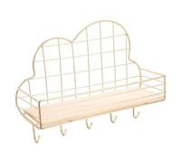 Étagère Murale en Métal Nuage Support Suspendu, Décoratif | Rangement Compact pour Petits Objets et Courrier, Chambre ou Chambre D'garçon Fille, Couleur Or