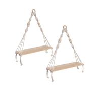 ÉTagèRe Murale, éTagèRes Boho avec éTagèRe en Bois, 2 éTagèRes en Macramé Faites à la Main pour Suspendre des Plantes et DéCor