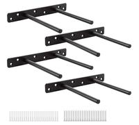 Etagere Murale Fixation Invisible Double Pôle, Support Etagere Murale - 30 cm - Noir - Lot de 4