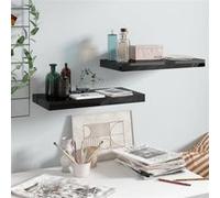 Étagère murale flottante 2 pcs Noir brillant 50x23x3,8 cm MDF noir brillant G