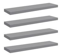 Étagère Murale Flottante 4 Pièces Grise 90 x 23,5 x 3,8 cm MDF | Montage invisible, cadre métallique, MDF nid d'abeille, salon, chambre, cuisine, livres, objets de collection