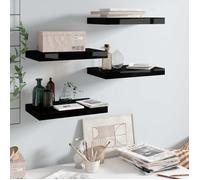Étagère murale flottante - vidaXL - 4 pièces - Noir brillant - 40x23x3,8 cm - MDF nid d'abeille - Cadre métallique