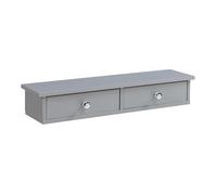 [en.casa] Étagère Murale Stylée avec 2 Tiroirs Meuble de Rangement Design pour Entrée Salon Chambre Bureau Panneau de Particules MDF 10 x 60 x 15 cm Gris Clair