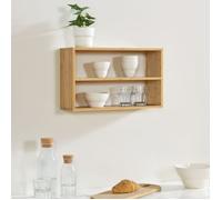 [en.casa] Étagère Murale Style Scandinave Rangement pour Épices Tasses Petit Meuble Design pour Cuisine Salle de Bain Salon Bambou 50 x 15 x 30 cm Naturel