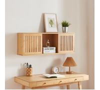 Étagère murale Grums avec 2 portes coulissantes bambou 93 x 20 x 33 cm naturel
