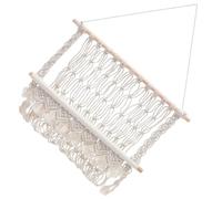 Étagère Murale Hamac Tissé à Main pour Chambre D'garçon et Filles | Coton et Bois, Rangement pour Livres et Petits Objets, Style Bohème Blanc, Salon ou Bureau