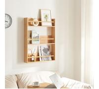 Étagère murale Hareid à 3 niveaux bambou 80 x 60 x 12 cm naturel