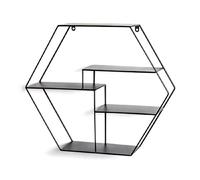 Étagère murale hexagonale 61x16x54 cm en métal laqué noir