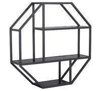Etagère murale hexagonale en MDF et métal - Noir