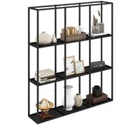 HOMCOM Étagère Murale Industrielle avec 9 Compartiments, Étagère Modulaire en Métal pour Objets de Collection, Décoration Intérieure pour Salon, Chambre et Bureau, Noir