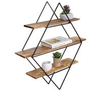 Etagère murale HWC-A80, étagère suspendue, design industriel bois véritable 60x55x12cm ~ brun