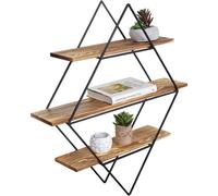 Etagère murale HWC-A80, étagère suspendue, design industriel bois véritable 60x55x12cm ~ brun