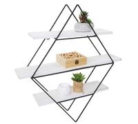 Etagère murale HWC-A80, étagère suspendue, design industriel bois véritable 60x55x12cm shabby blanc