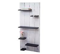 Étagère murale HWC-C65, panneau mural avec 6 niveaux, 110x50x14cm, bois massif blanc, gris foncé, shabby