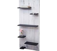 Étagère murale HWC-C65, panneau mural avec 6 niveaux, 110x50x14cm, bois massif blanc, gris foncé, shabby