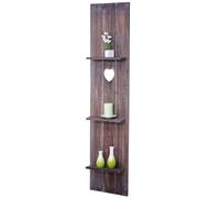 Étagère murale HWC-C92, panneau avec 3 niveaux, 150x33x13cm, bois massif, vintage marron, shabby
