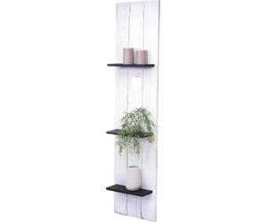 Étagère murale HWC-C92, panneau mural Étagère en bois, 3 niveaux 150x33x13cm bois massif vintage ~ blanc/gris foncé shabby