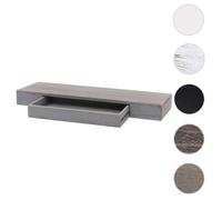 Mendler Étagère Murale HWC-H37 Tiroir Bois Massif 8x80x25cm Gris, Shabby