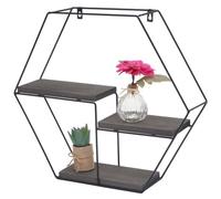 Étagère murale HWC-K76, Étagère suspendue Étagère flottante, 3 étagères Métal massif-bois industriel 43x49x11cm gris foncé