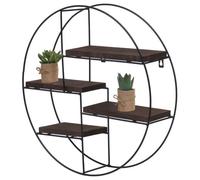 Étagère murale HWC-K76, Étagère suspendue Étagère flottante, 4 étagères en métal massif-bois industriel 45x45x11cm brun foncé