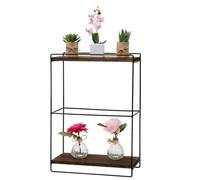Etagère murale HWC-K77, étagère suspendue Etagère de cuisine, bois massif métal industriel 2 étagères 50x35x17cm brun foncé