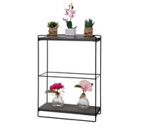 Etagère murale HWC-K77, étagère suspendue Etagère de cuisine, bois massif métal industriel 2 étagères 50x35x17cm gris foncé