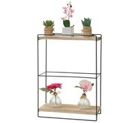 Mendler Étagère murale HWC-K77 – Bois massif et métal industriel, 2 étagères 50x35x17 cm naturel