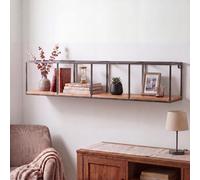Mendler Étagère Murale HWC-Q81, Style Industriel, Bois de Sapin et métal, 21x104x18cm
